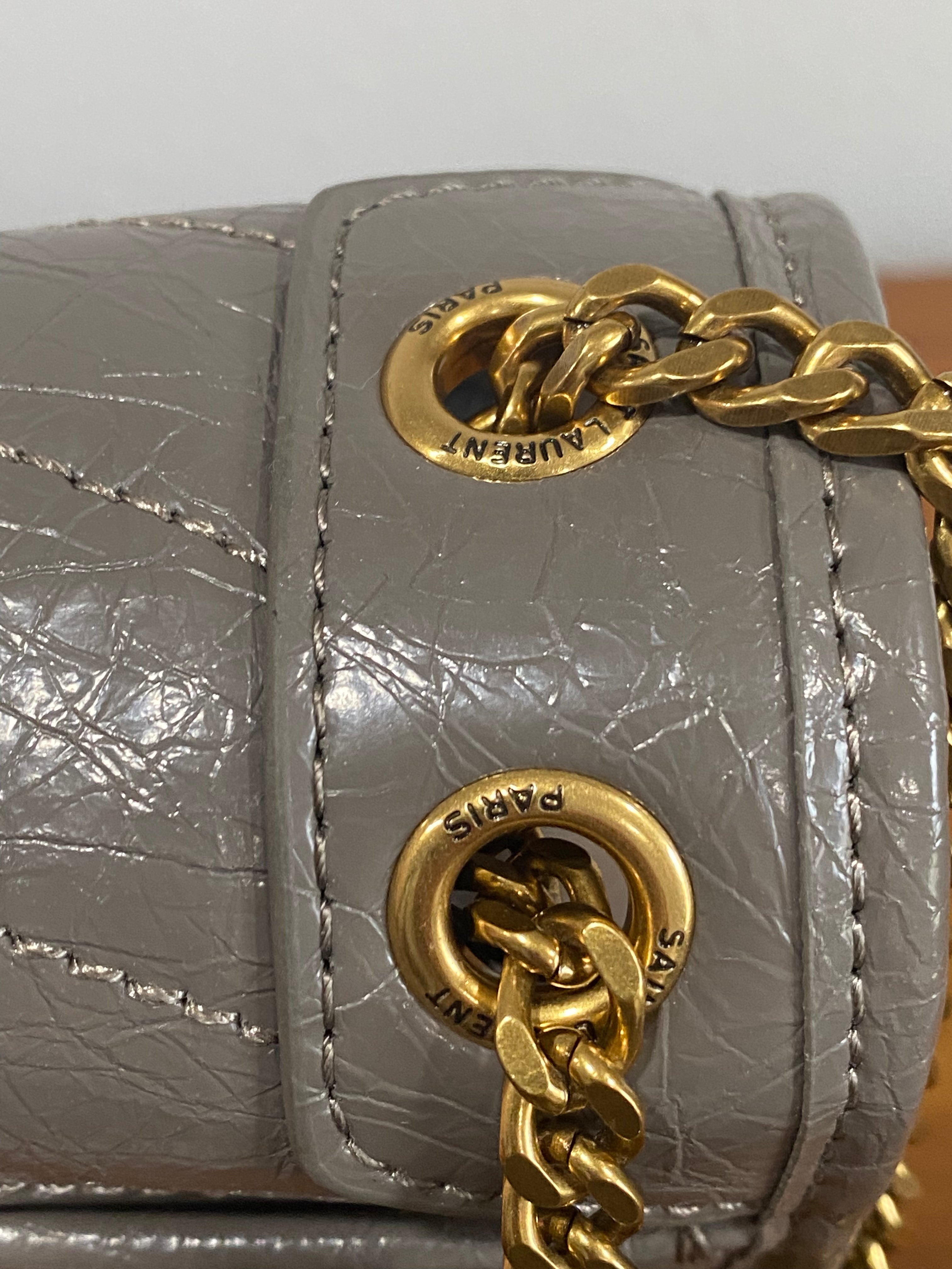 Gray Quilted Chain Shoulder Bag