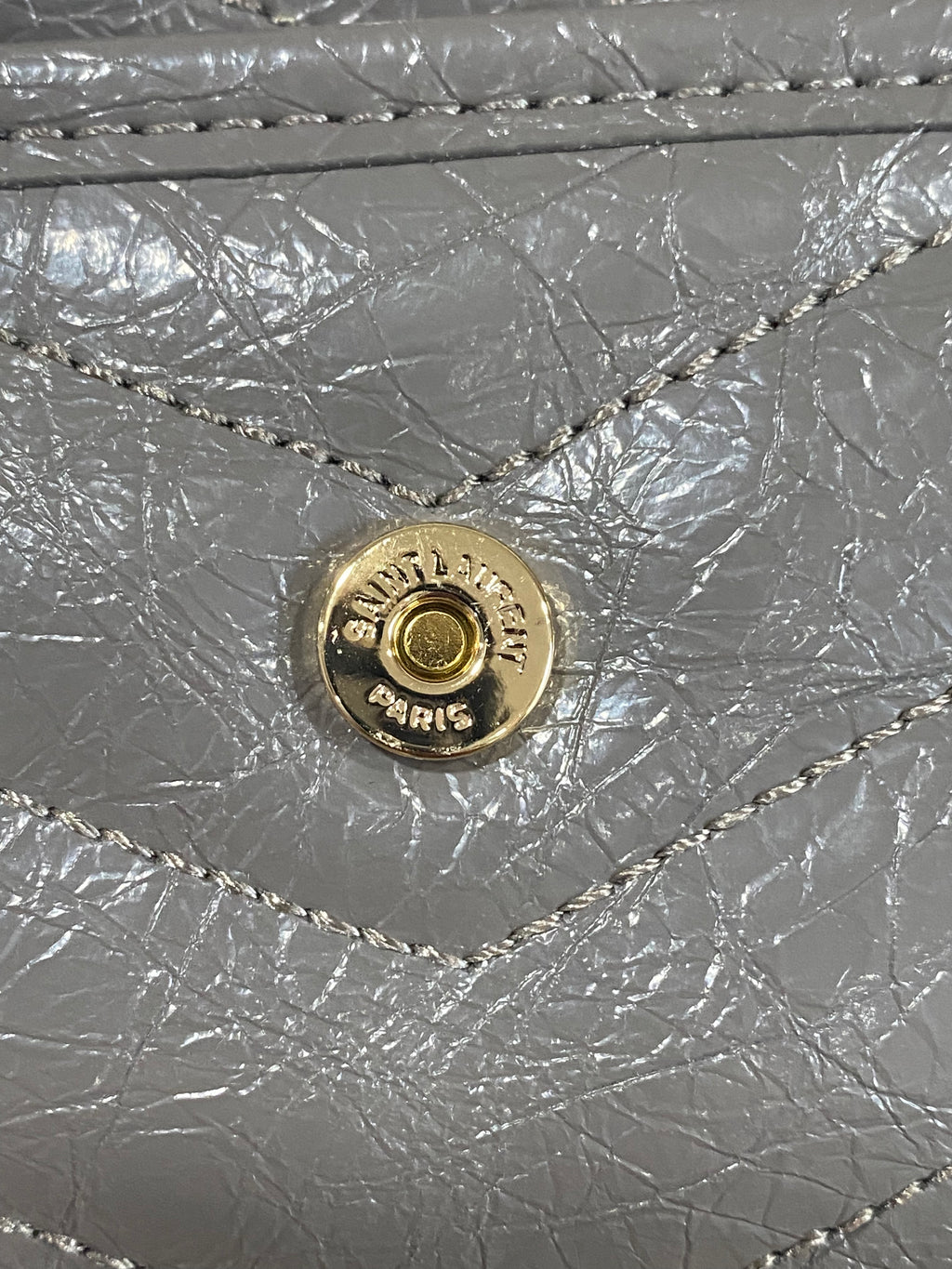 Gray Quilted Chain Shoulder Bag