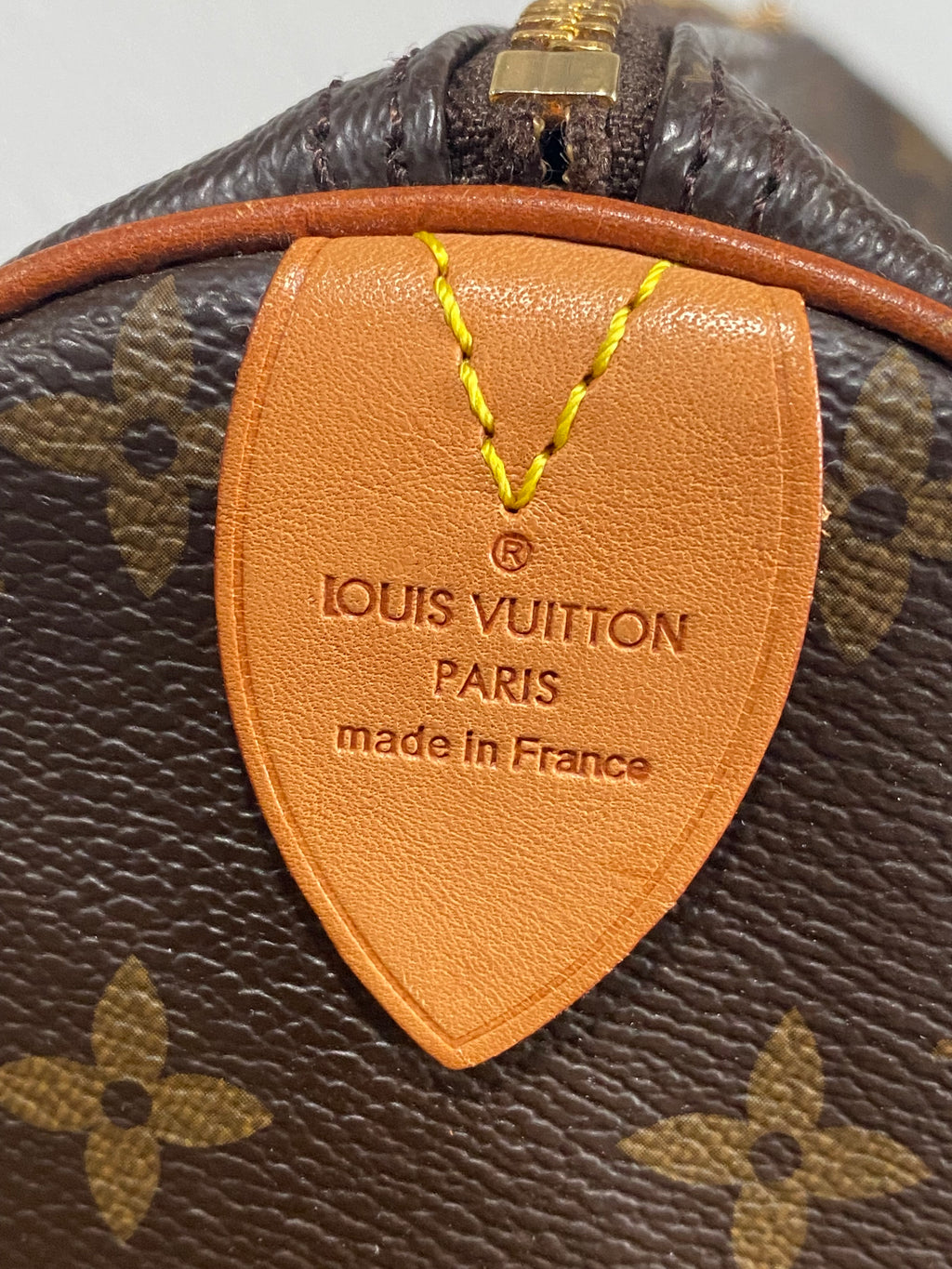 Monogram Canvas Satchel in Brown with Tan Leather Handles