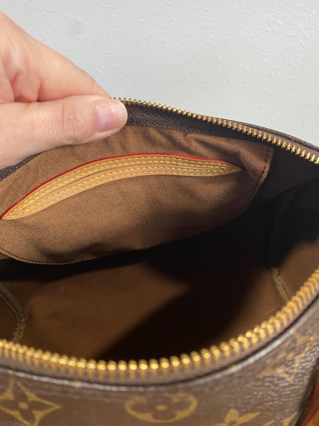 Monogram Canvas Satchel in Brown with Tan Leather Handles