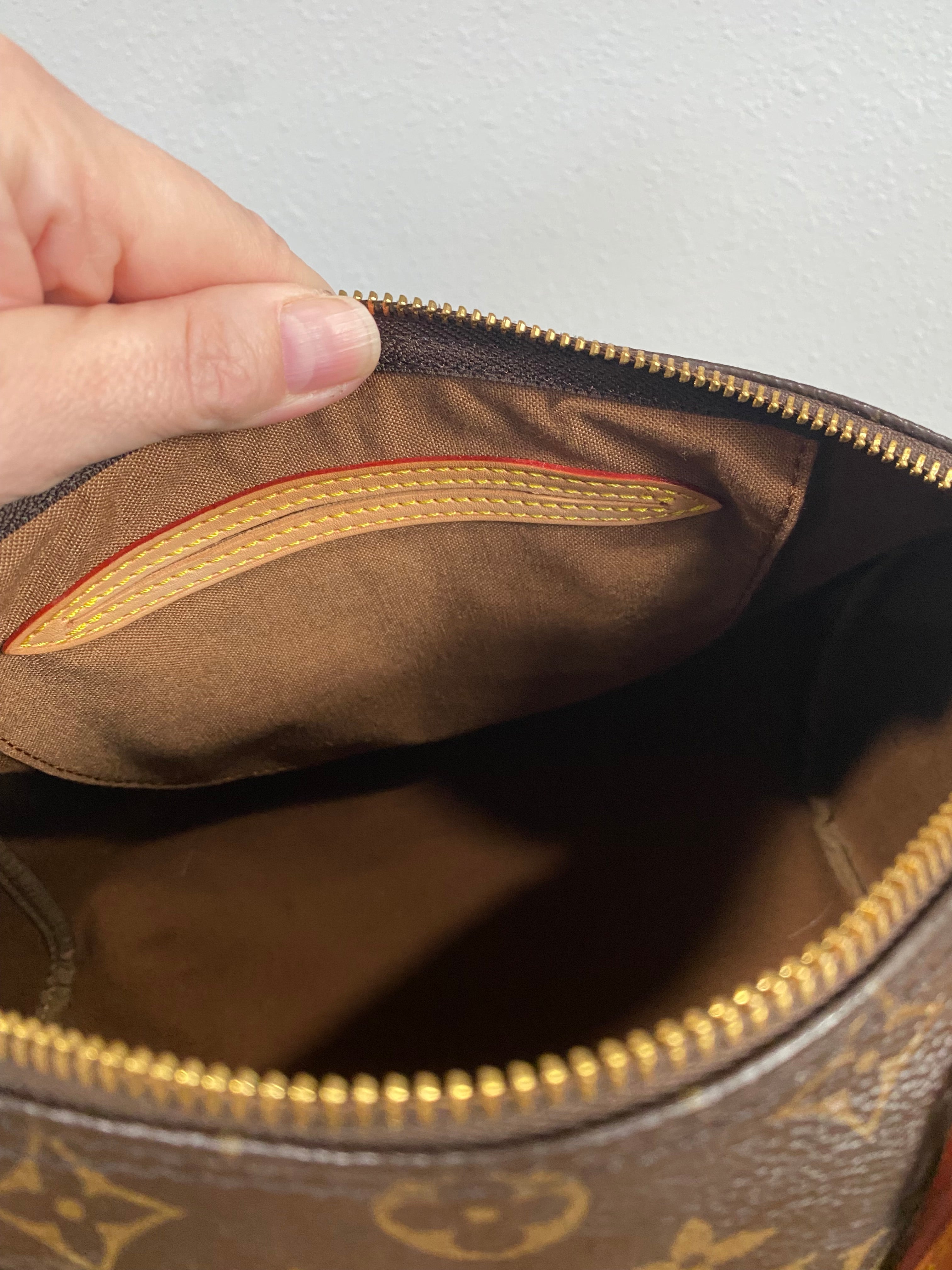 Monogram Canvas Satchel in Brown with Tan Leather Handles