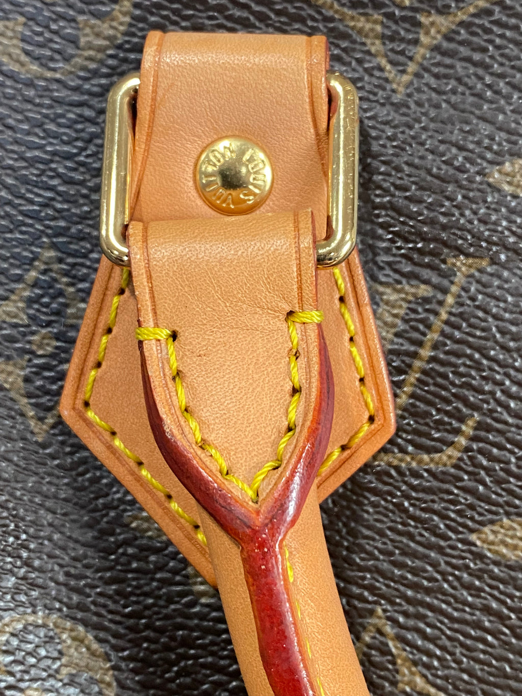 Monogram Canvas Satchel in Brown with Tan Leather Handles