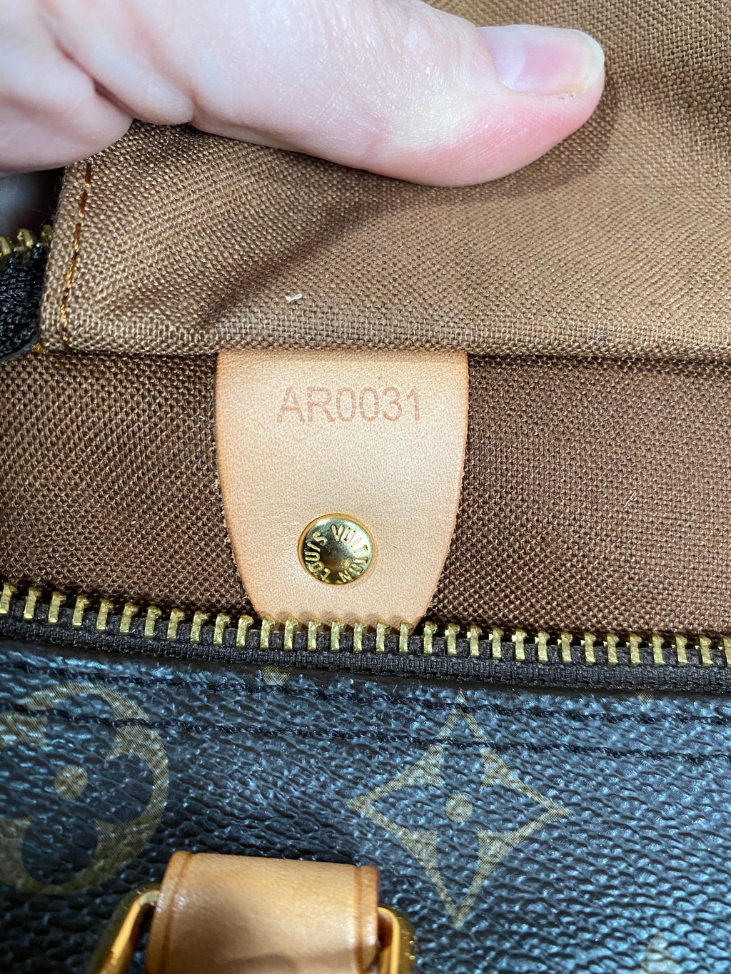 Monogram Canvas Satchel in Brown with Tan Leather Handles