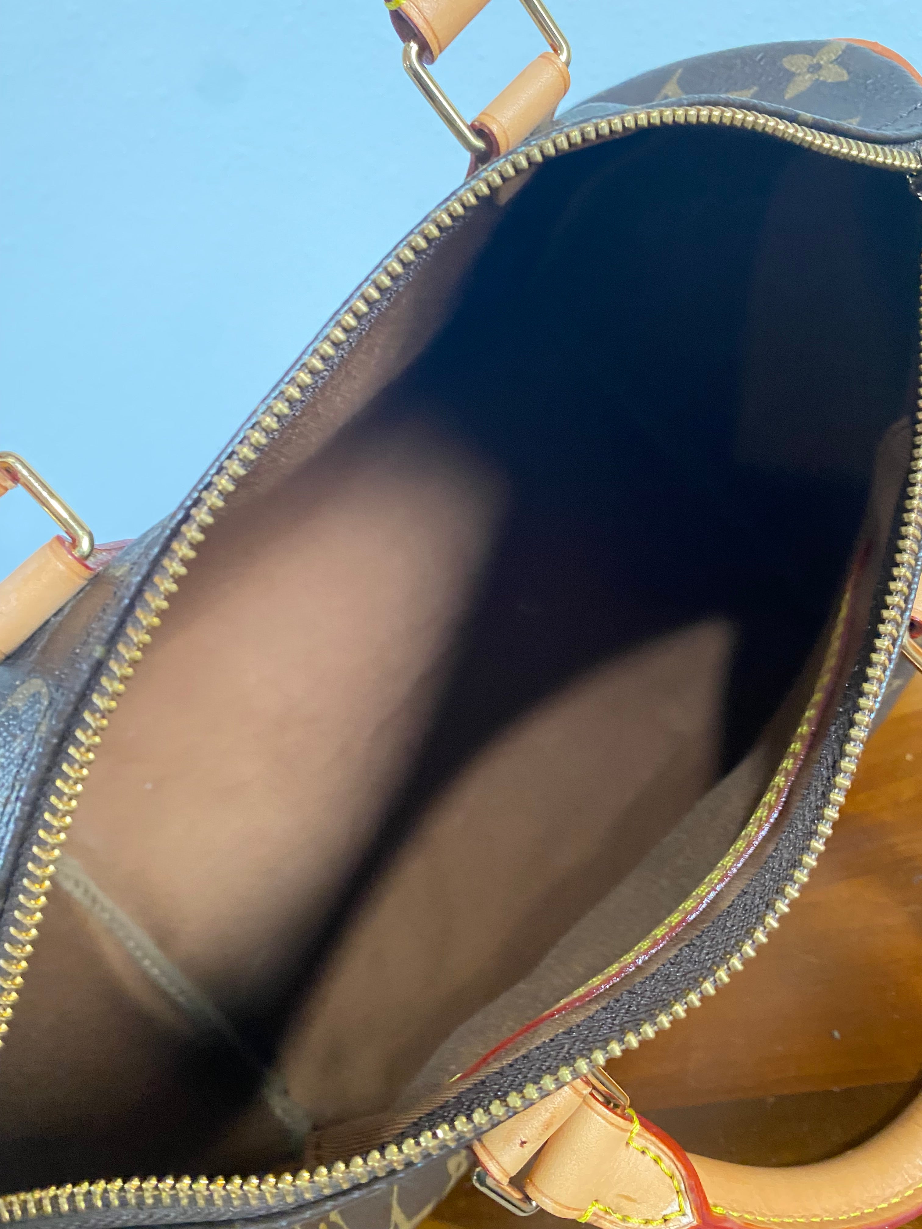 Monogram Canvas Satchel in Brown with Tan Leather Handles